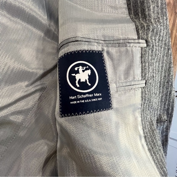 Hart Schaffner & Marx sz 42L gray pinstripe suit jacket blazer - Picture 15 of 16
